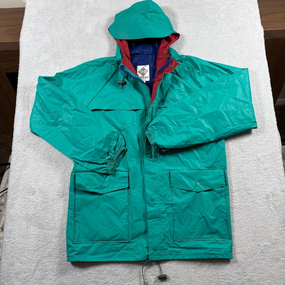 Vintage Columbia Sportswear Rain Suit Set Mens Medium Teal‎ Green Waterproof